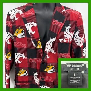 WSU Cougars Blazer Jacket Mens Large Top Drawer Washington State Buffalo Plaid L